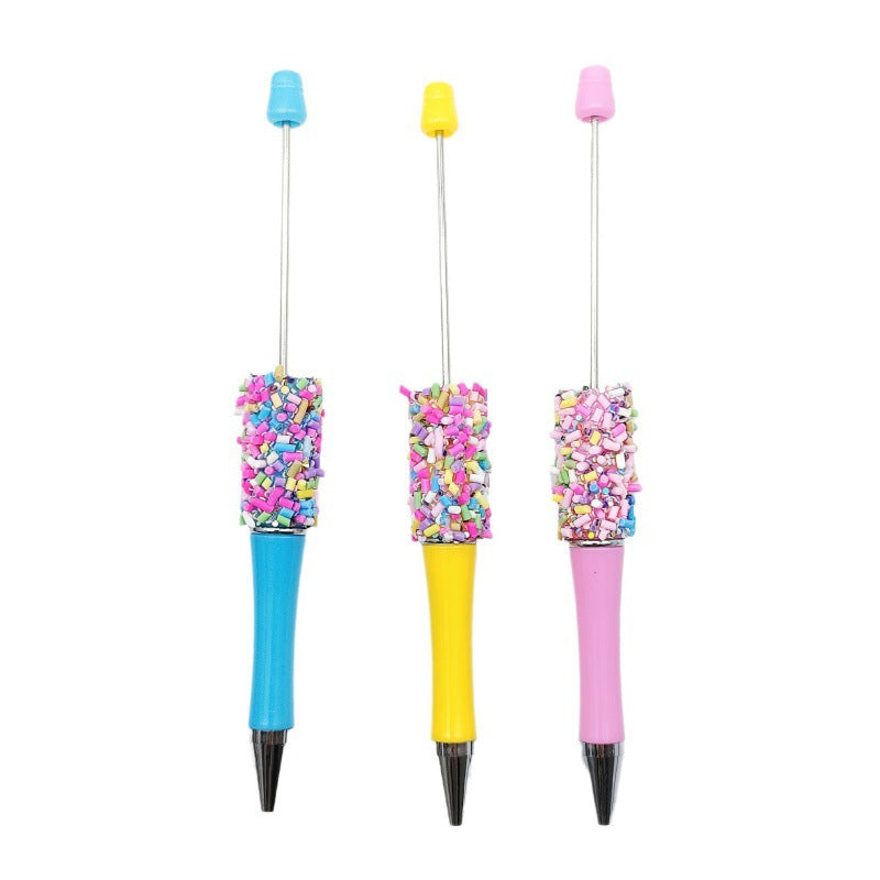 DIY colored sugar bead pen ins colored sugar needle candy cute pen, colored chocolate candy beaded ballpoint pen spot