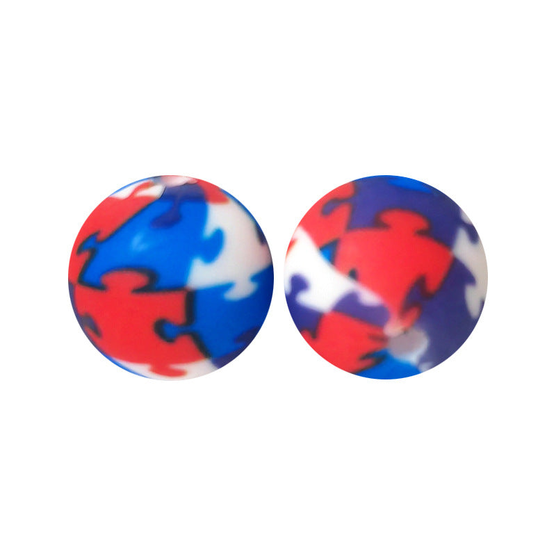 15mm Silicone Beads Water Transfer Beads DIY Jewelry Bead Pen Loose Beads Wholesale #201-250