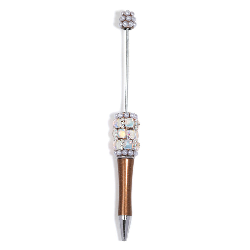 Creative DIY bead pen heavy industry high value square diamond pearl diamond bead pen multi-color plastic rotating ballpoint pen
