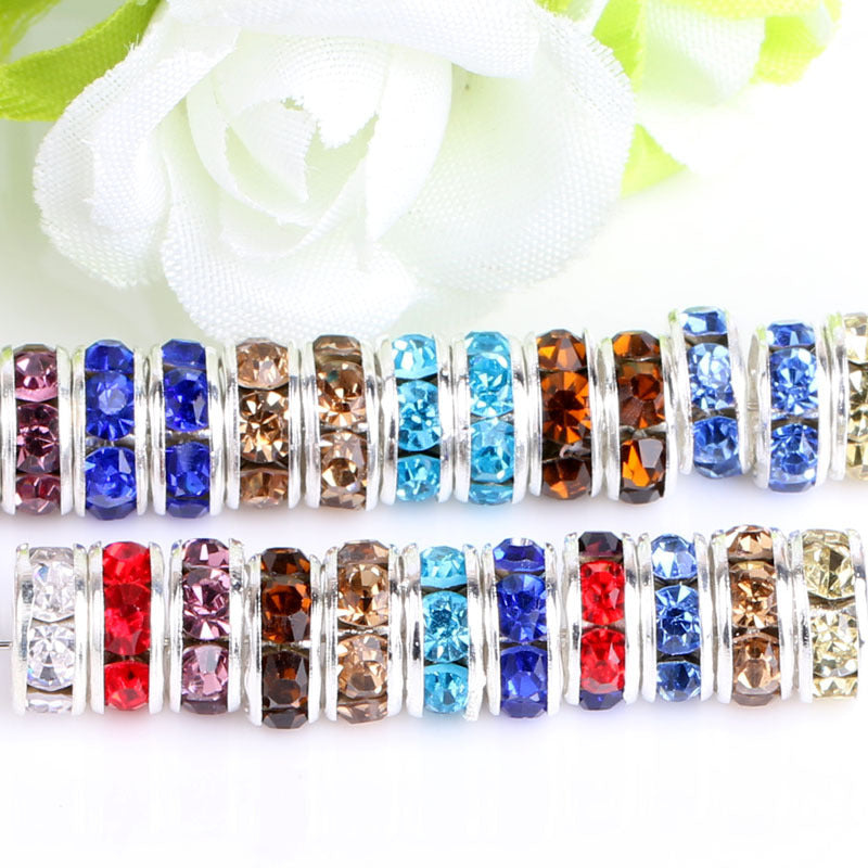 12Mm Hand-drilled Ring Spacer Beads, Colored Bracelet with Diamond Spacer Wheel Ring DIY Jewelry Accessories