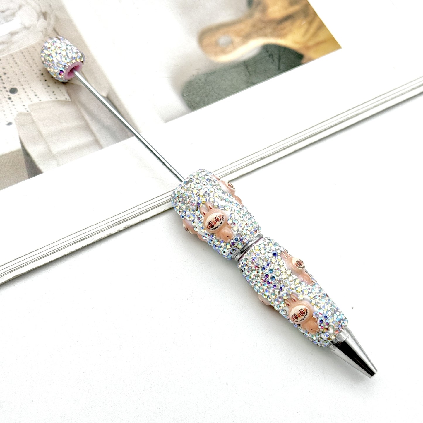 Cute labubu cloth full diamond bead pen DIY POP MART heavy industry cartoon pen creative ballpoint pen