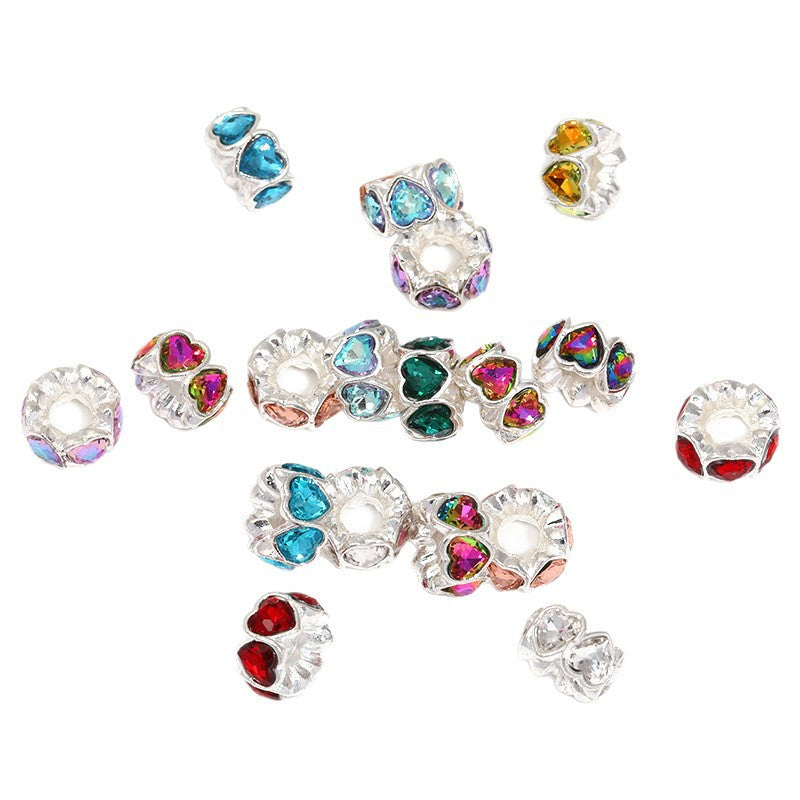 Cross-border new rhinestone drill ring beads fashion wave loose beads perforated beads DIY mobile phone chain jewelry accessories wholesale