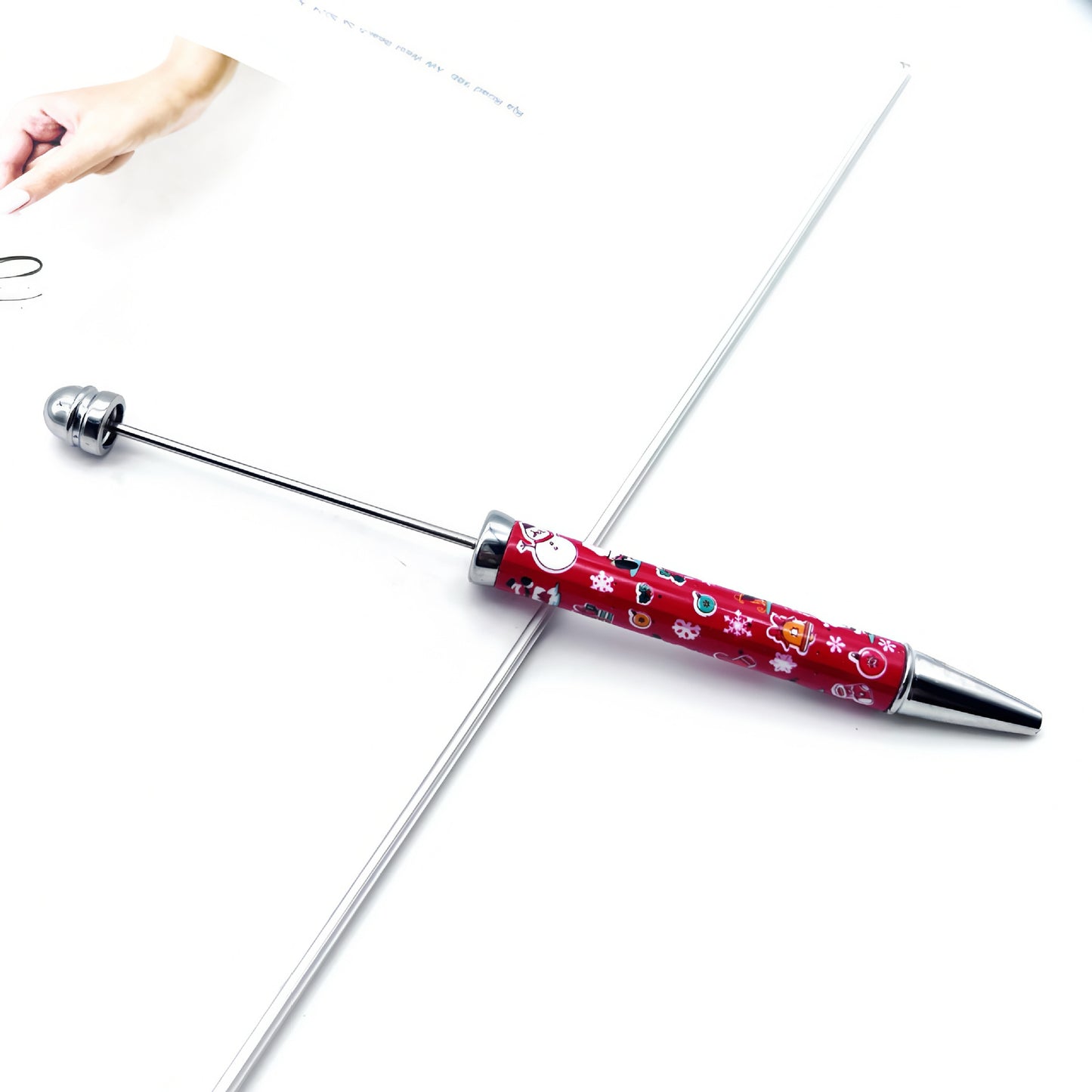DIY Christmas bead pen, creative heat transfer flower film pattern handmade personalized beaded ballpoint pen spot wholesale