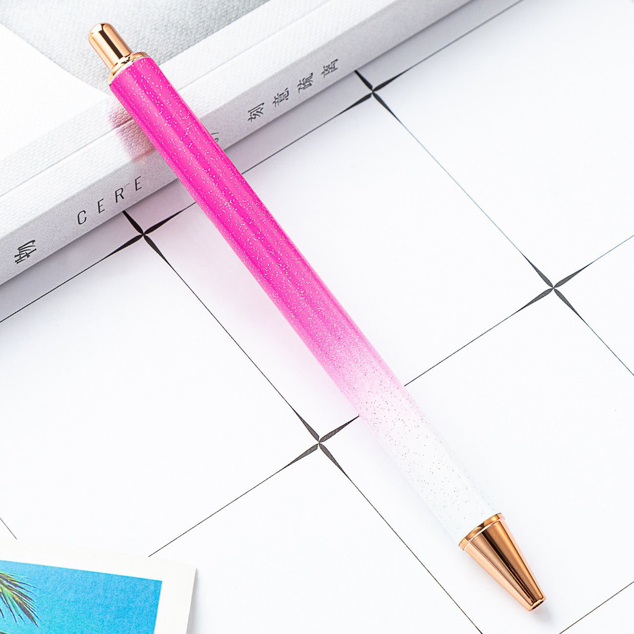 High-value metal press ballpoint pen, new creative glitter, metal stationery pen for students, spot press pen