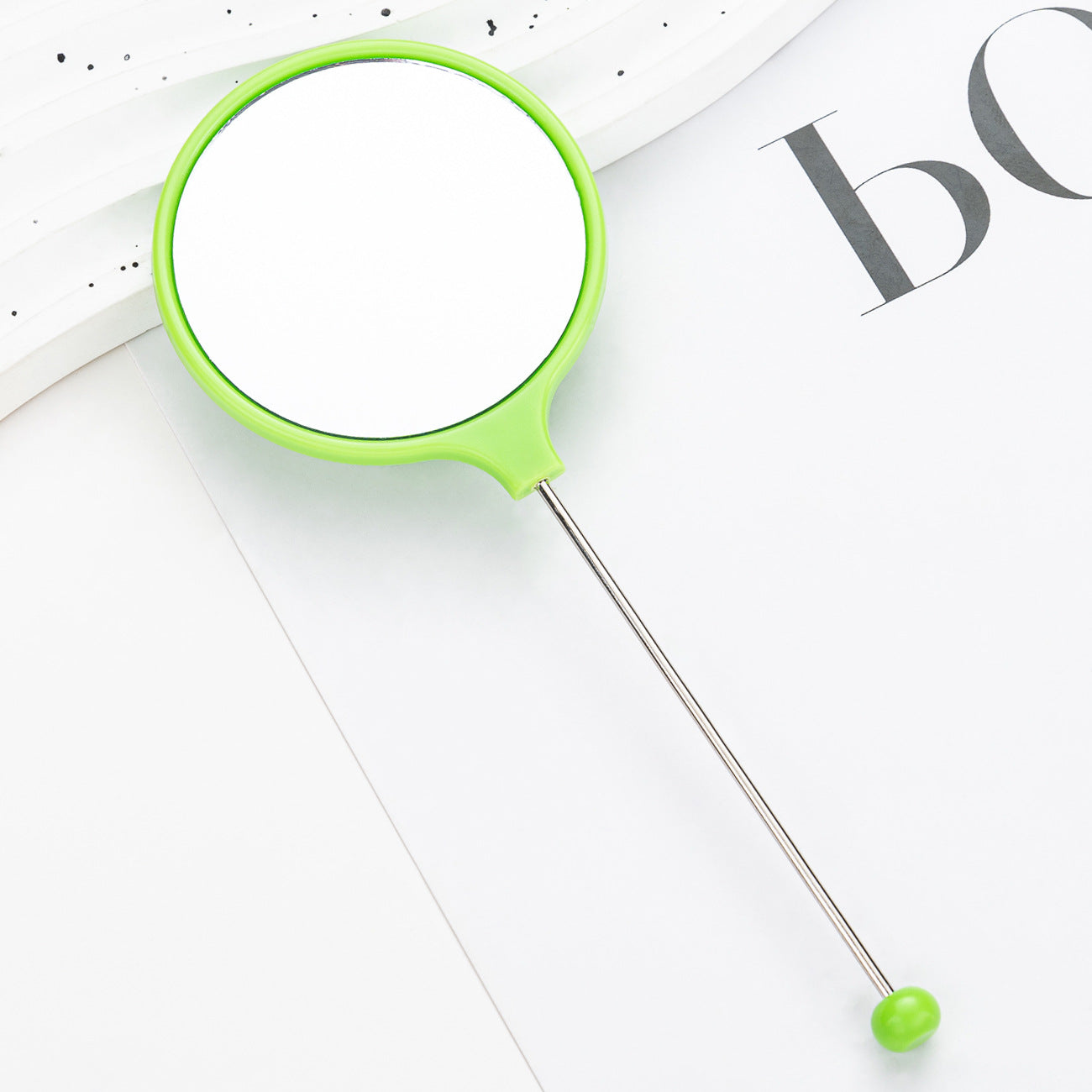 New DIY beaded handle mirror handheld makeup mirror portable single-sided vanity mirror plastic portable makeup mirror