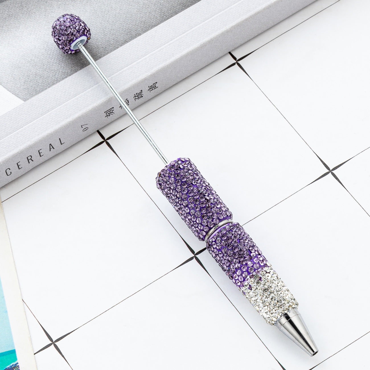 New DIY gradual change bead pen multi-color full diamond plastic beaded ballpoint pen manual diamond bead pen wholesale