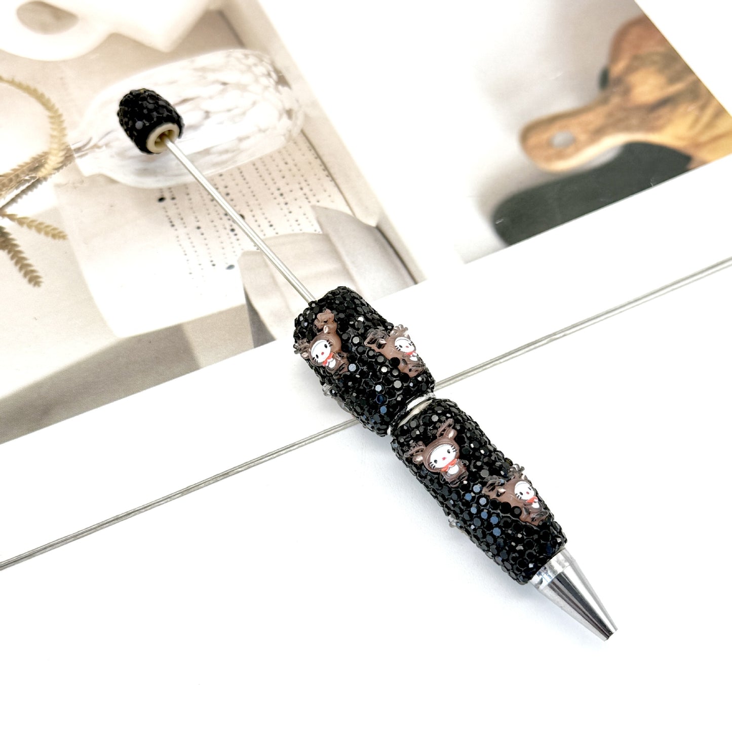 New Christmas full drill pen, creative DIY bead pen Santa Claus Elk Snowman KT cat cartoon gift pen