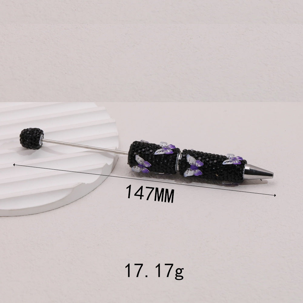 Cross-border creative butterfly soft pottery full of diamonds handmade bead pen DIY small gift gift pen creative ballpoint pen