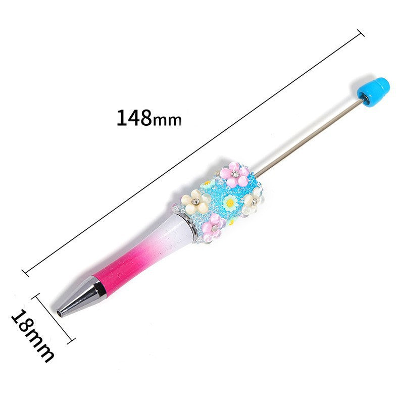 Heavy industry DIY three-dimensional flower gypsy coarse sugar pattern multi-color beaded rotating ballpoint pen