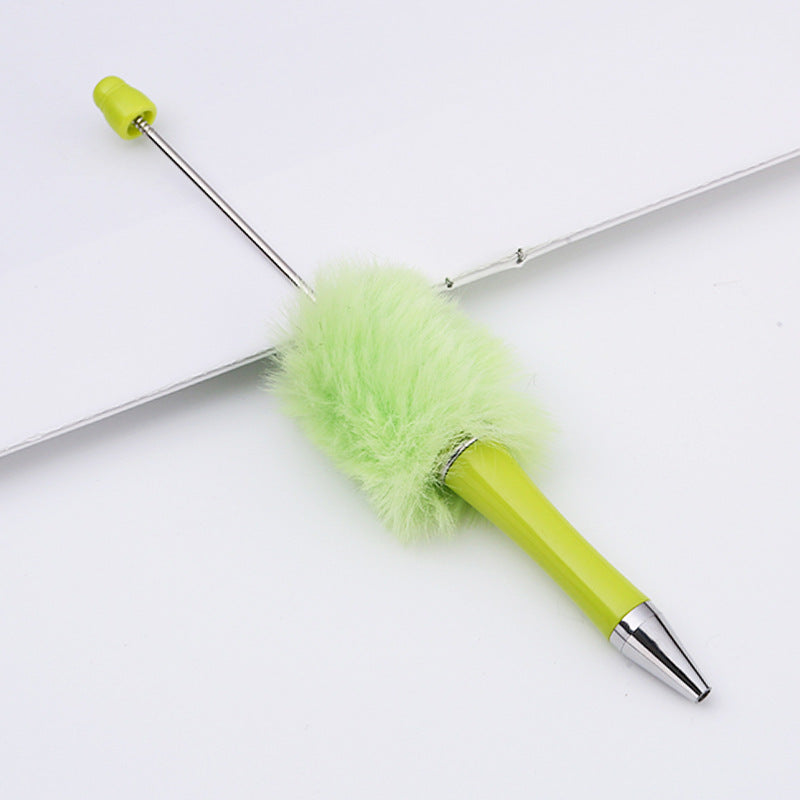 DIY plush bead pen new bead-piercing hairball bead pen cross-border Beadedpen cute cartoon gift pen