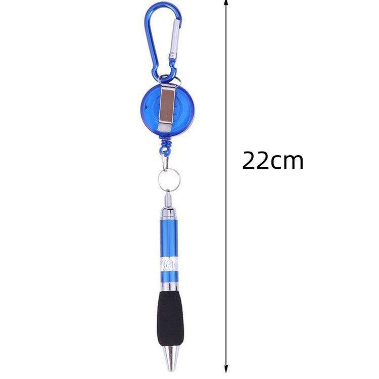 Creative DIY metal pull line pen, retractable mountaineering keychain gift pen, simple and portable stretching ballpoint pen