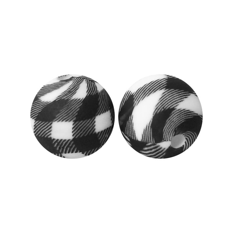15mm Leopard Print Silicone Beads - Water Transfer Printed Daisy Round Beads for DIY Jewelry, Bead Pens, Loose Beads Wholesale #51-100