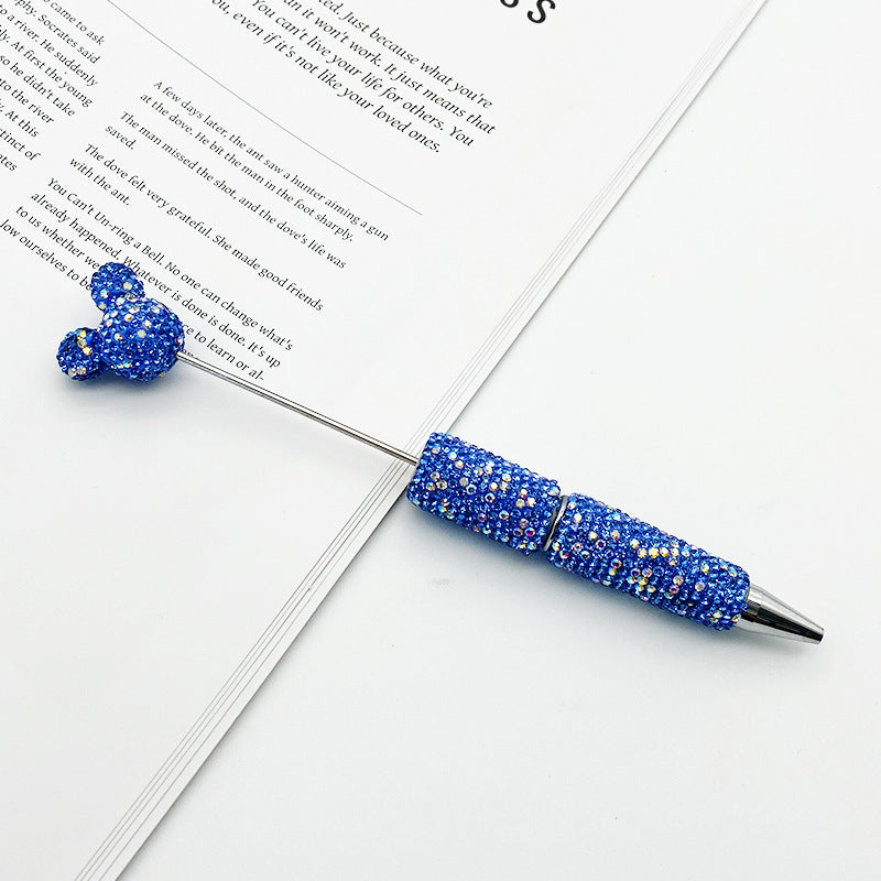 Creative Mickey Head Full Drill Bead Pen DIY Handmade Sticker Drill Ballpoint Pen Cartoon Mickey Gift Pen Manufacturer Spot