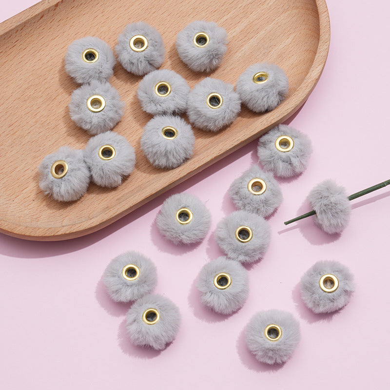 Imitation Rabbit Fur Plush Hanging Ball Beads Beads 20mm Straight Hole Hairball Beads DIY Mobile Phone Chain Accessories