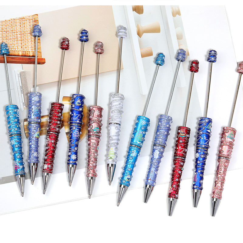 New DIY diamond-set Christmas colorful bead pen broken diamond full diamond ballpoint pen colored cartoon heavy industry cute pen
