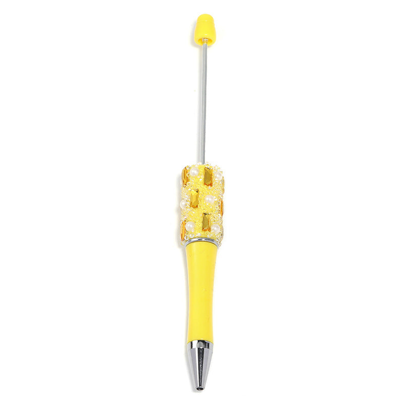 Heavy Industry DIY Shiny Square Diamond Rhinestone Gypsy Sugar Pattern Multi-color Beaded Rotary Ballpoint Pen