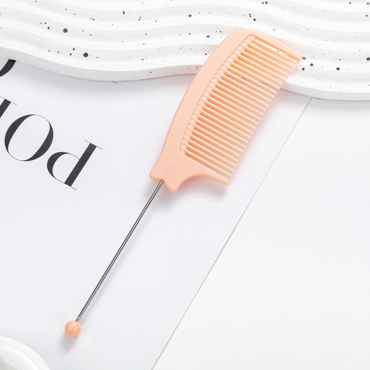 DIY Beaded Comb Hair Highlights Comb Beauty Styling Comb Steel Needle Comb Plastic Tip Tail Comb Hair Salon Hair Tool