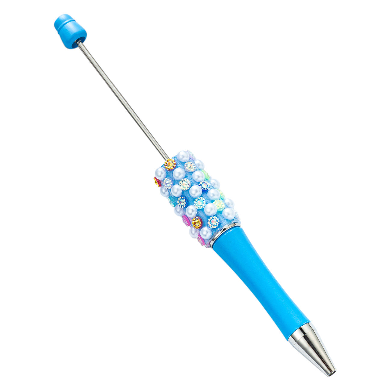 New DIY colorful pearl diamond bead pen dopamine gradual change color beaded ballpoint pen multi-color rotating bead pen