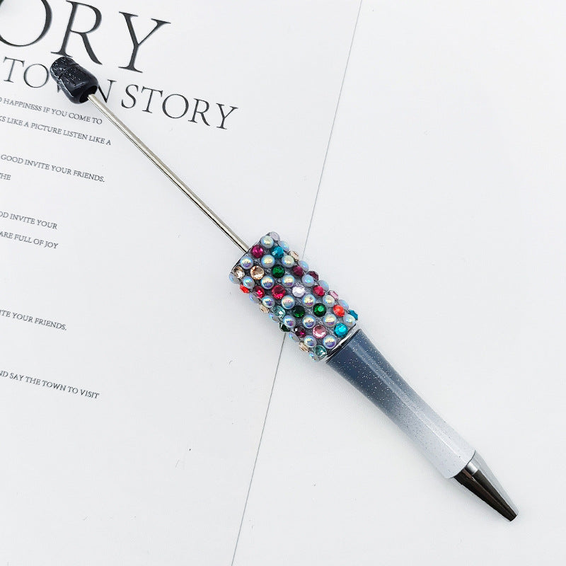 Gradual change color candy diamond bead pen DIY handmade diamond pearl agate ballpoint pen, cute creative gift pen