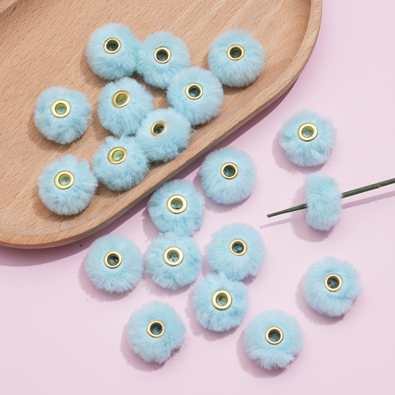 Imitation Rabbit Fur Plush Hanging Ball Beads Beads 20mm Straight Hole Hairball Beads DIY Mobile Phone Chain Accessories
