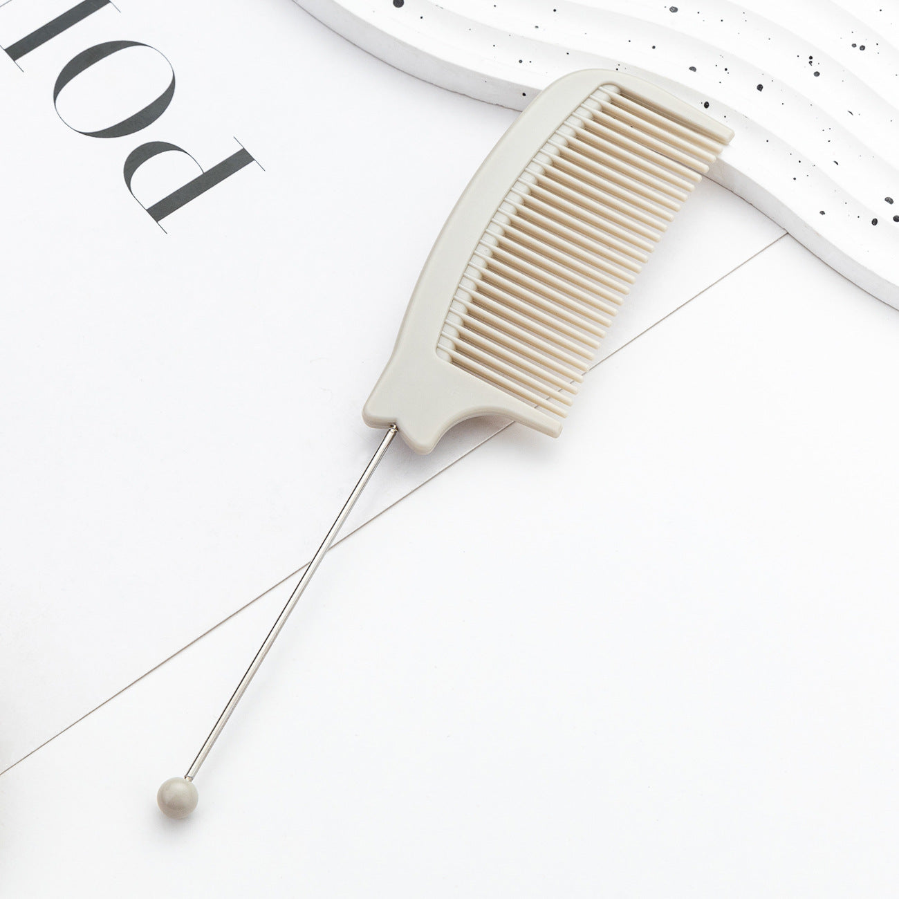 DIY Beaded Comb Hair Highlights Comb Beauty Styling Comb Steel Needle Comb Plastic Tip Tail Comb Hair Salon Hair Tool