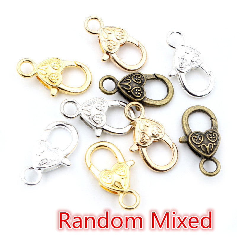 26X19mm heart-shaped love lobster buckle zinc alloy color paint pendant buckle DIY jewelry accessories 3g