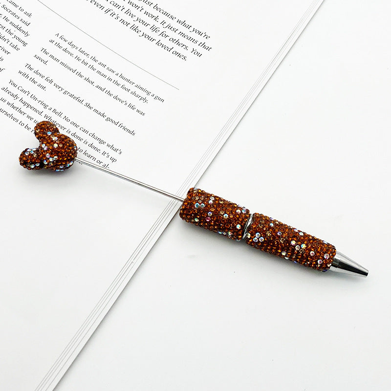 Creative Mickey Head Full Drill Bead Pen DIY Handmade Sticker Drill Ballpoint Pen Cartoon Mickey Gift Pen Manufacturer Spot
