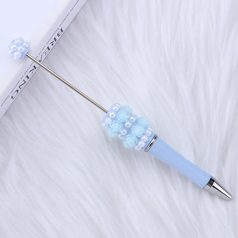 DIY new heavy industry bead pen, flower pearl bead pen, handmade patch pen cap with drill swirling gift pen