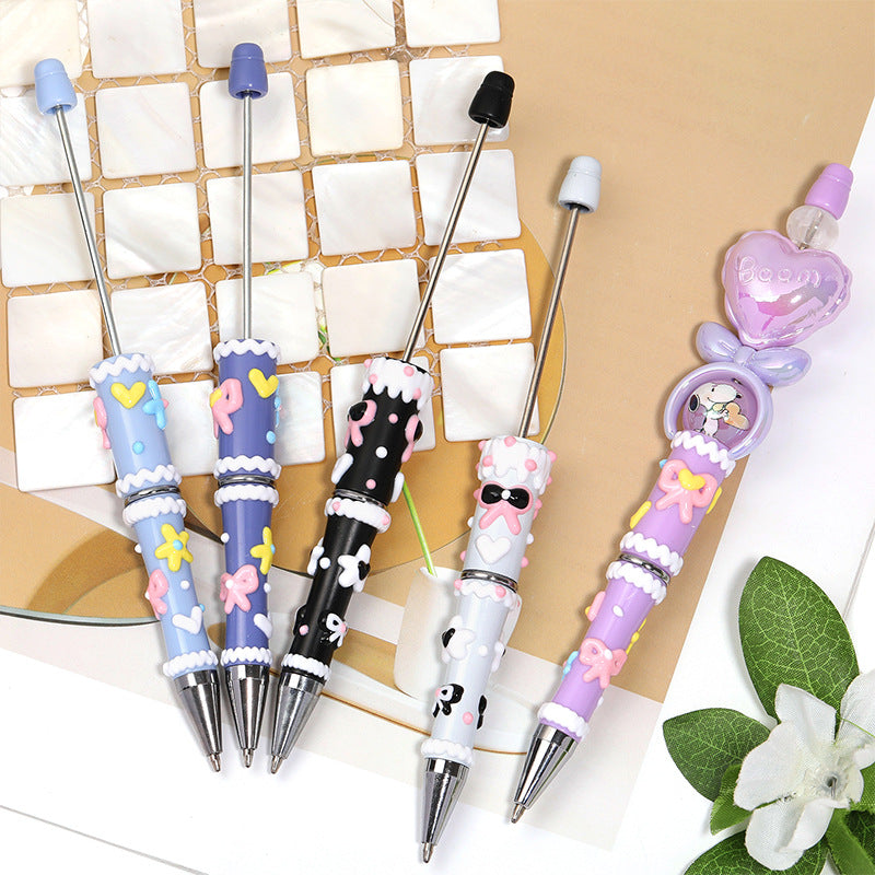 Cream glue hand-painted bead pen Macaron cute grains DIY handmade pen jewelry accessories materials wholesale