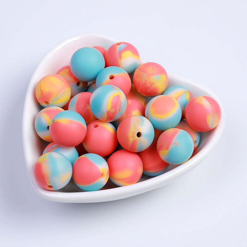 15mm Sweet Candy Color Silicone Beads Handmade Beaded Necklace Bracelet Accessories Food Grade Mixed Color Silicone Loose Beads Wholesale
