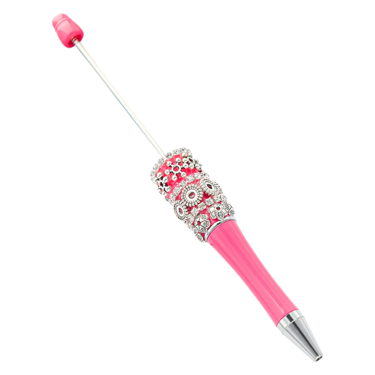 New DIY retro flower bead pen wholesale creative DIY handmade plastic bead pen cute girl heart plastic pen