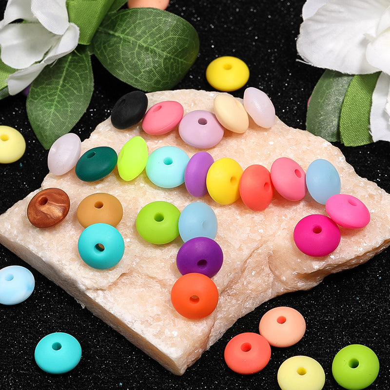 12 Mm New Color Silicone Abacus Beads Flat Round Wheel Beads DIY Mobile Phone Chain Keychain Jewelry Accessories Bead Partition Wholesale