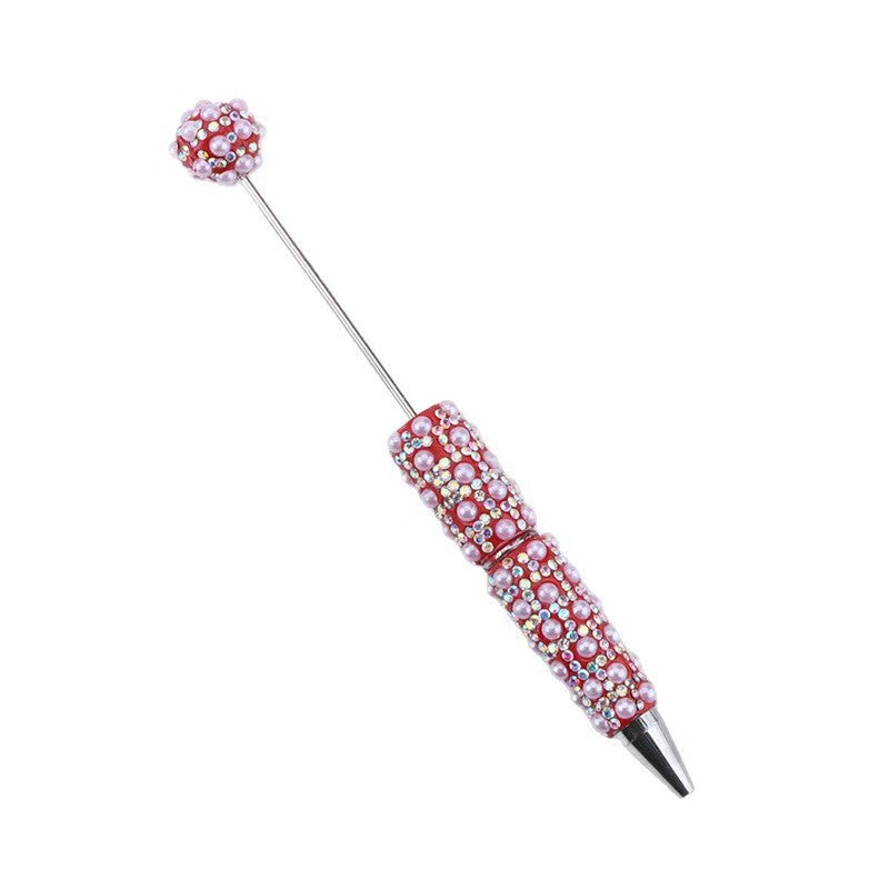 New DIY pearl full diamond bead pen, heavy industry diamond-encrusted pearl ballpoint pen, student stationery gift pen wholesale