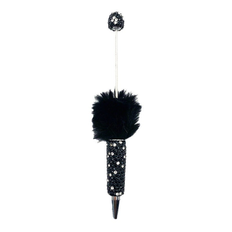 Hairball AB full drill bead pen, pen cap with drill pure hand sticker drill ballpoint pen beadedpen cute plush pen