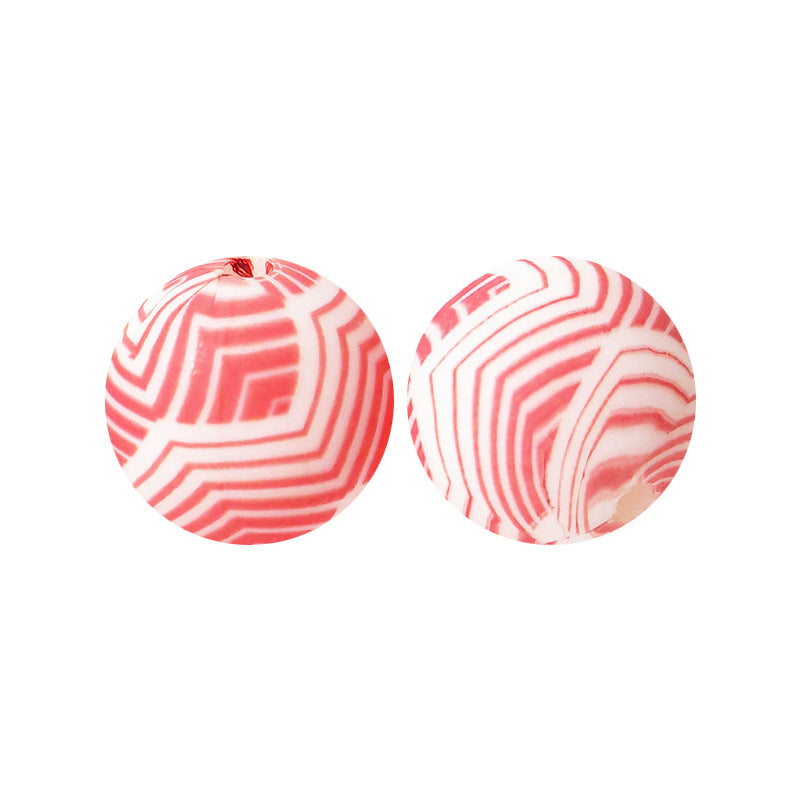 15mm Leopard Print Silicone Beads - Water Transfer Printed Daisy Round Beads for DIY Jewelry, Bead Pens, Loose Beads Wholesale #51-100