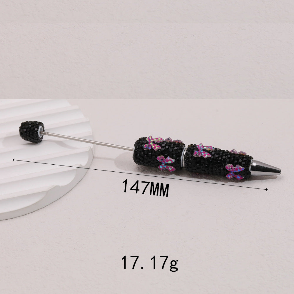 Cross-border creative butterfly soft pottery full of diamonds handmade bead pen DIY small gift gift pen creative ballpoint pen