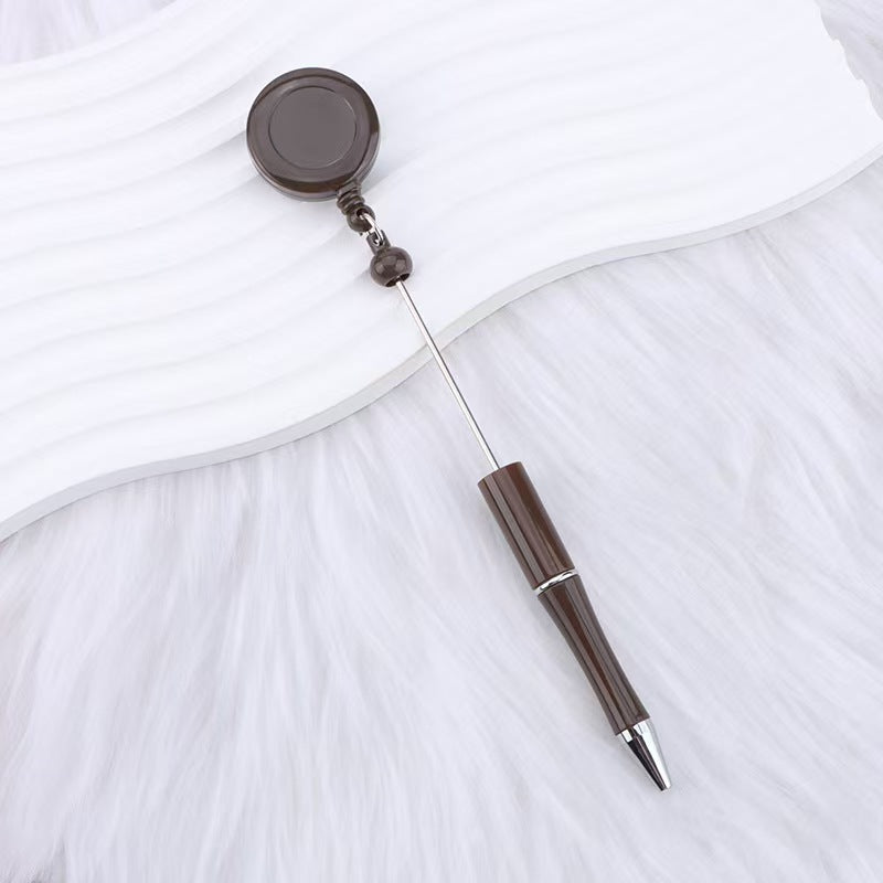 New easy-to-pull buckle beaded ballpoint pen, retractable plastic easy-to-pull retractable buckle, creative bead pen pull wire buckle