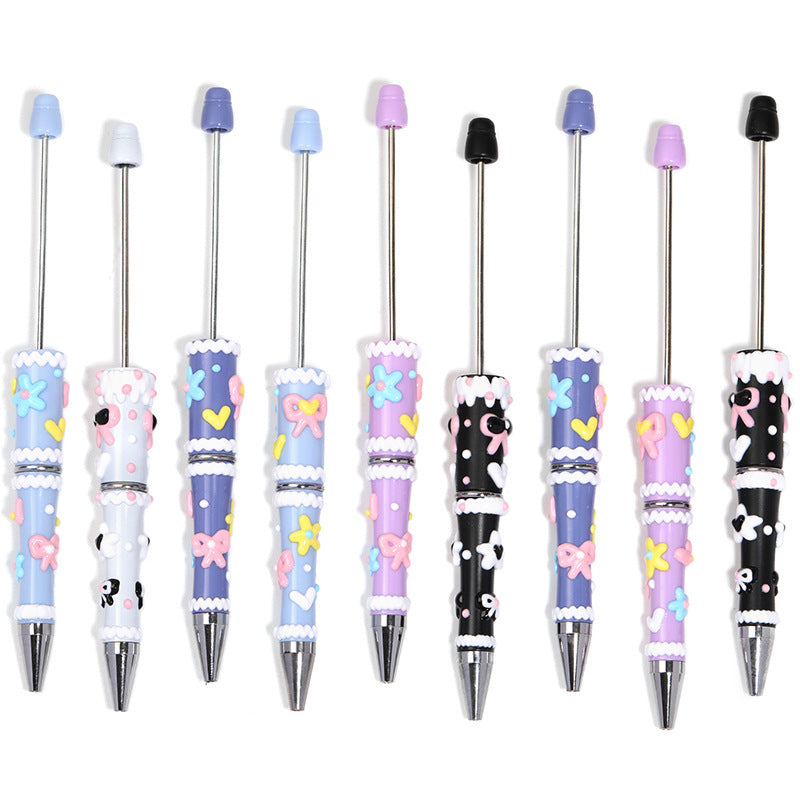 Cream glue hand-painted bead pen Macaron cute grains DIY handmade pen jewelry accessories materials wholesale