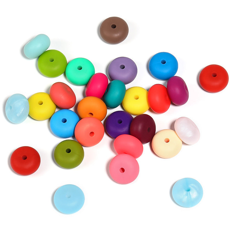 14Mm Silicone Flat Beads Candy Color Abacus Beads Wheel Beads Wholesale DIY Bracelet Necklace Jewelry Accessories Random Mix