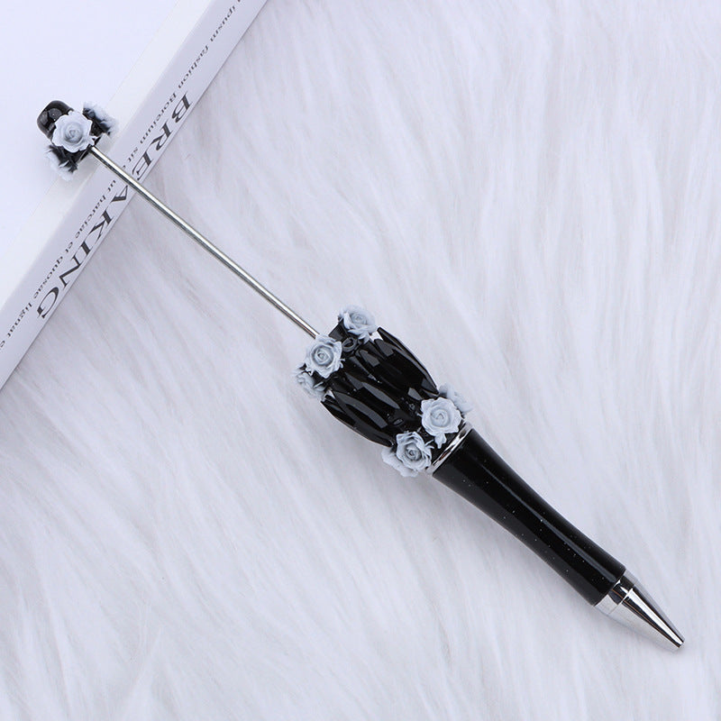 DIY flower mermaid bead pen pure handmade patch pen cap sticker rose mermaid bead pen, student gift pen