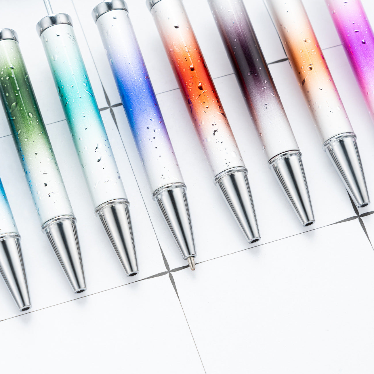 Creative DIY starry sky bead pen UV electroplating beaded ballpoint pen multi-color high value star gradual change bead pen