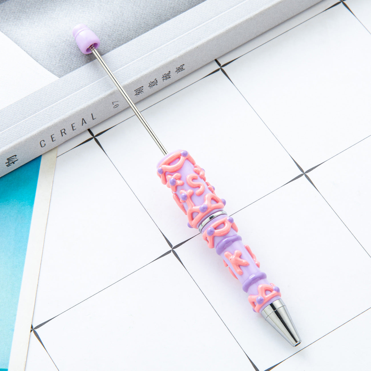 Spot cream glue hand-painted bead pen DIY hand-painted oil ballpoint pen Macaron plastic beaded ballpoint pen