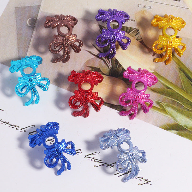 Large Micro-inlaid Zircon Flower Tray Hollow Double Bow DIY Bracelet Necklace Bead Spacer Crystal Beaded Jewelry Accessories