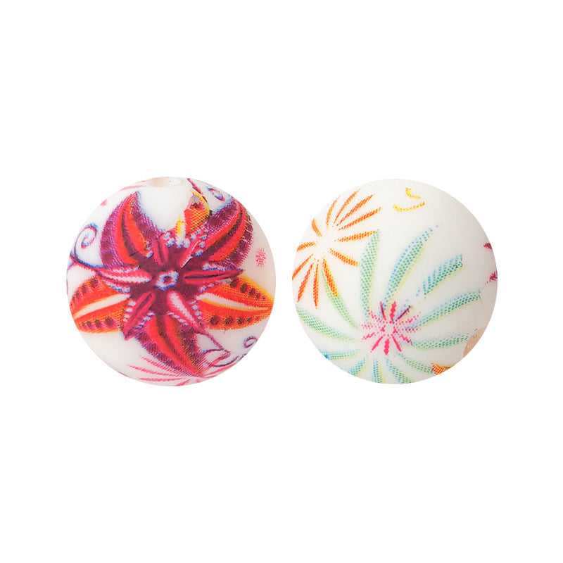 15mm Silicone Beads Water Transfer Beads DIY Jewelry Bead Pen Loose Beads Wholesale #151-200