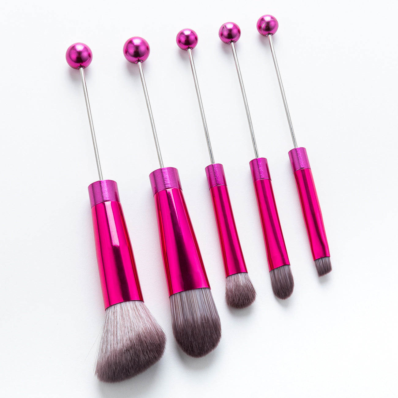 DIY metal handle string beads makeup brush set, concealer brush, eyeshadow brush, eyebrow brush, makeup, makeup tools wholesale