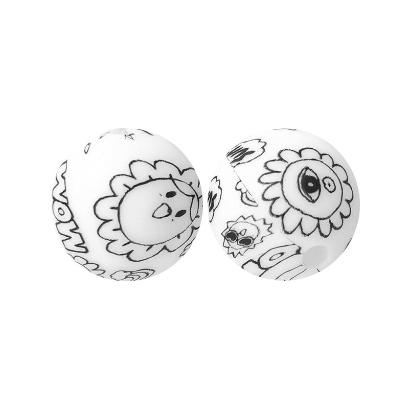 15mm Silicone Beads Water Transfer Beads DIY Jewelry Bead Pen Loose Beads Wholesale #151-200