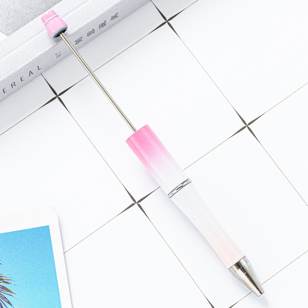 Bead pen, spot wholesale creative DIY plastic bead pen ballpoint pen printable plastic bead pen