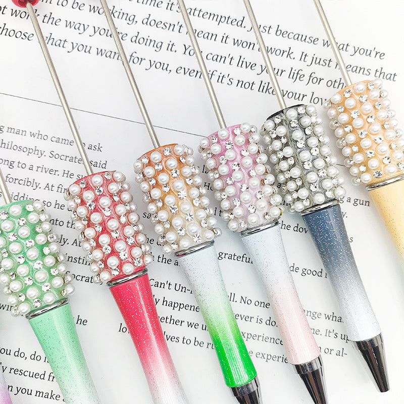 DIY Pearl Diamond Bead Pen Hand Sticker Diamond Ballpoint Pen Flash Diamond Pearl Diamond Beadedpen Spot Wholesale