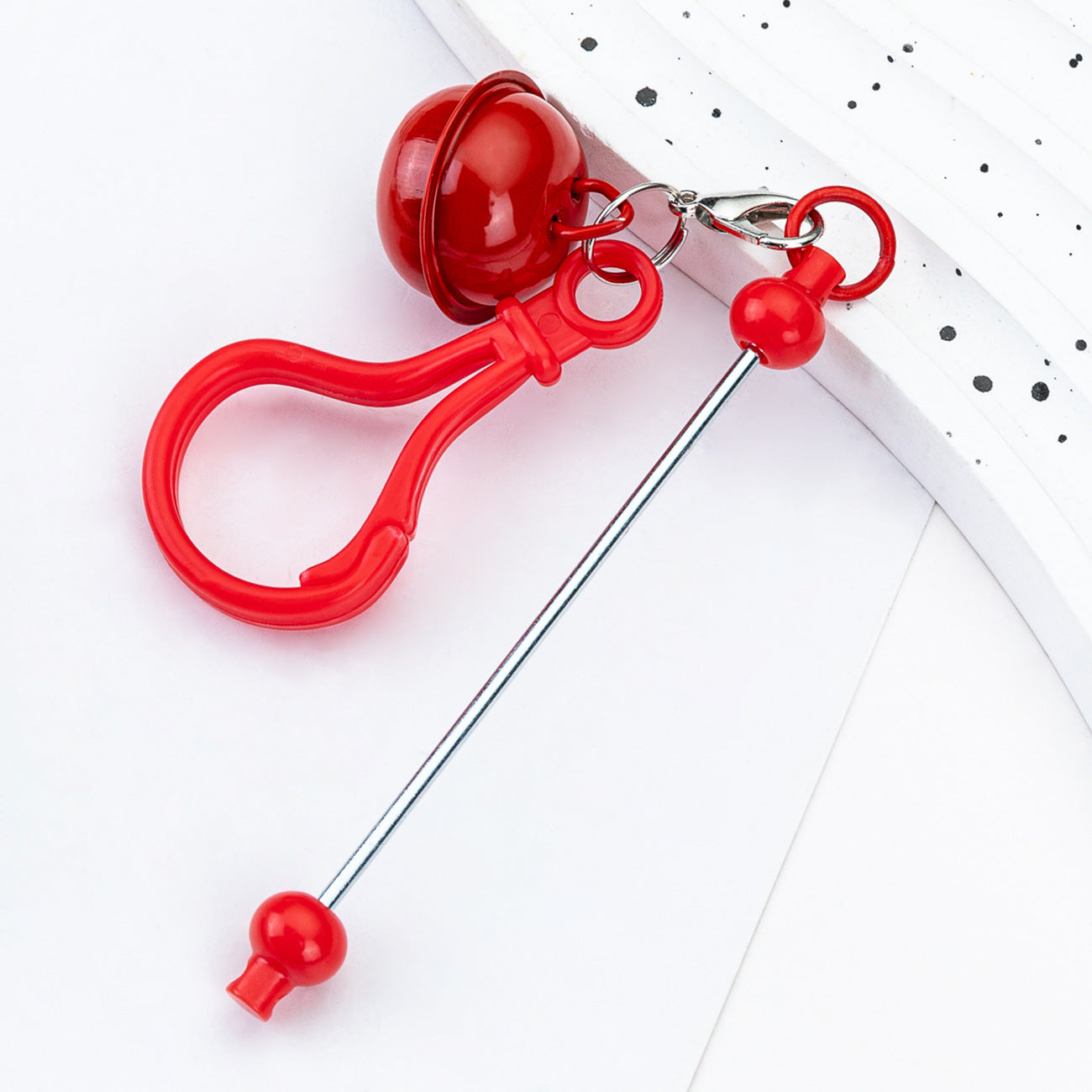 Spot DIY beaded bell keychain creative personalized bag pendant keychain candy color plastic keychain