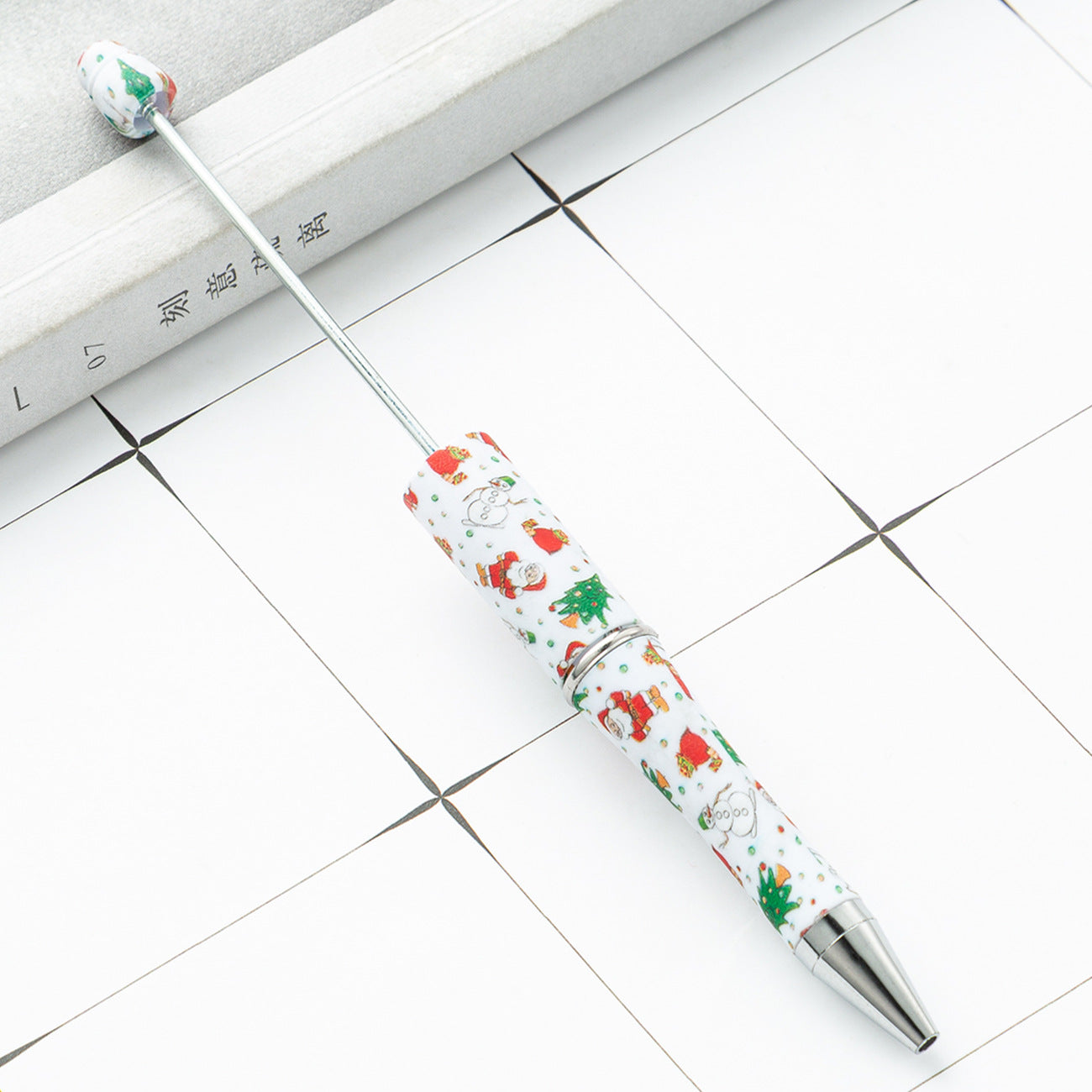Green Christmas Tree Gingerbread and Lovely Red Color Christmas Santa Printed Beadable Pens